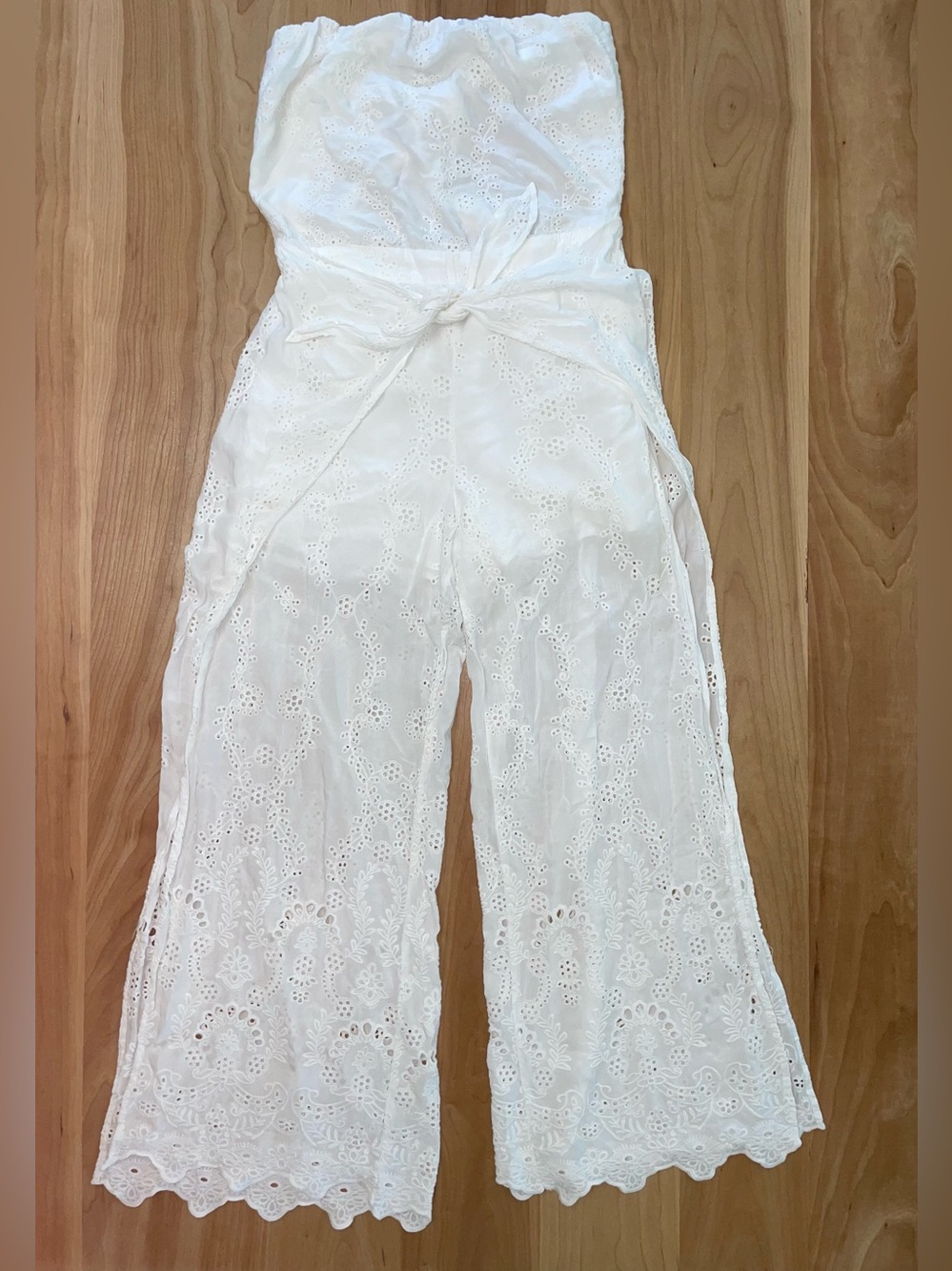 Young Fabulous and Broke Ellis Eyelet Strapless Jumpsuit White Sz Small Festival